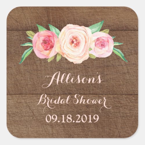 Wood Pink Blush Bridal Shower Favor Tag