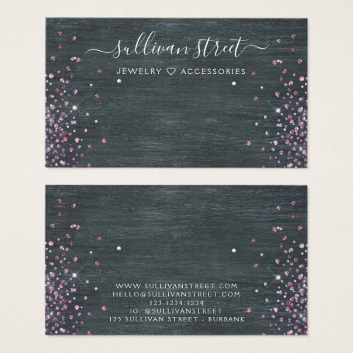 Wood Pink Jewelry Boutique Business Card