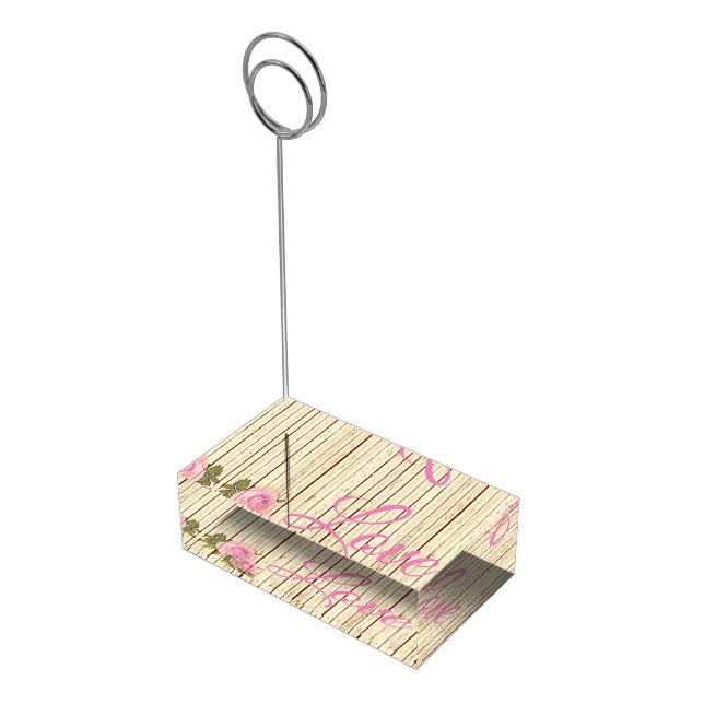 Wood Pink RoseTable Number Card Holder for Wedding (Corner)