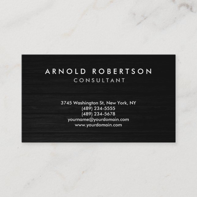 Wood Plain Gray Professional Business Card (Front)