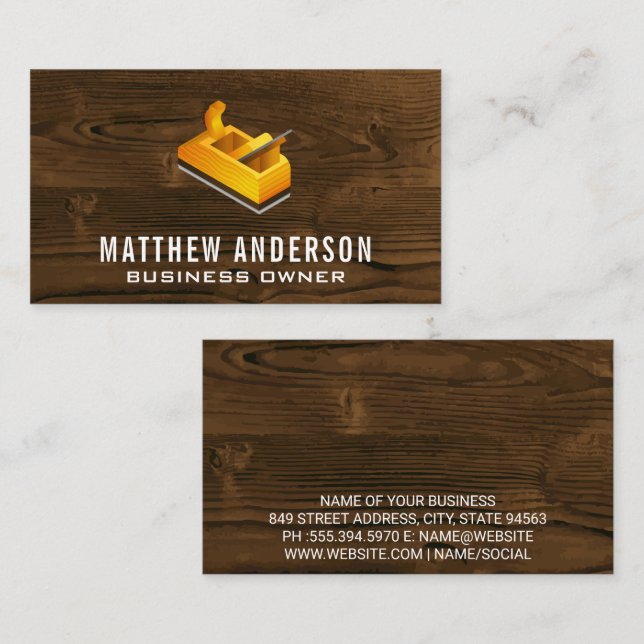 Wood Plane | Carpentry | Wooden Grain Business Card (Front/Back)