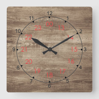 Wood Plank 24 Hour Wall Clock