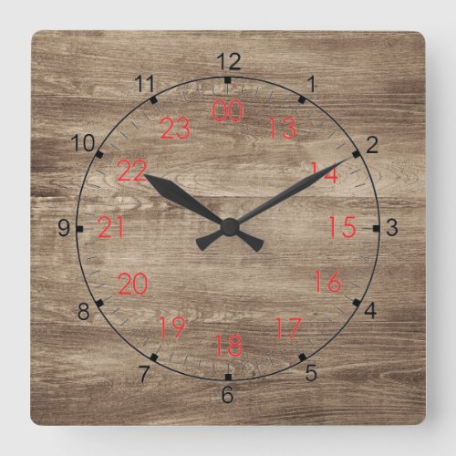 Wood Plank 24 Hour Wall Clock