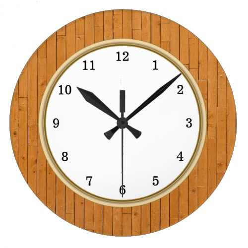 Wood Plank Arabic Numbers Large Clock