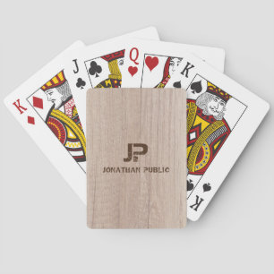 Wood Plank Board Look Monogram Custom Template Poker Cards