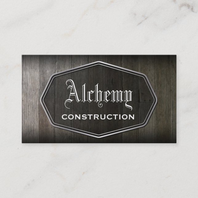 Wood Plank Construction Business Card (Front)
