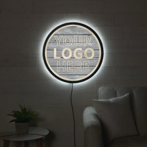 Wood Plank Custom Business Logo Wall Light LED Sign