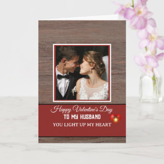 Wood plank Happy Valentines Day to my Husband Card