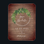 Wood Plank Inspired Botanical Save The Date Magnet<br><div class="desc">A wedding save the date magnet featuring a botanical design with a wood plank inspired background.</div>