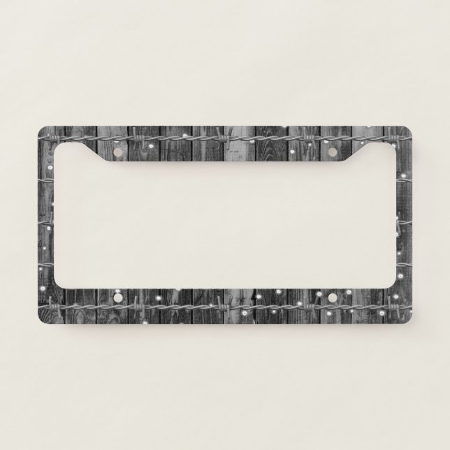 Wood Planks Barbed Wires  License Plate Frame (Front)