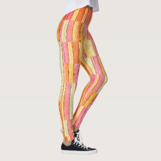 Wood planks colorful pattern, shabby chick style leggings