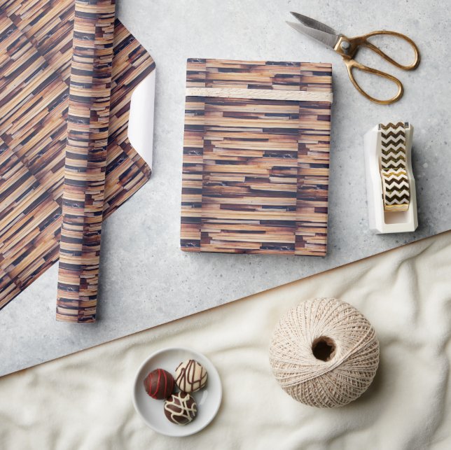 Wood planks design brown wrapping paper (Crafts)