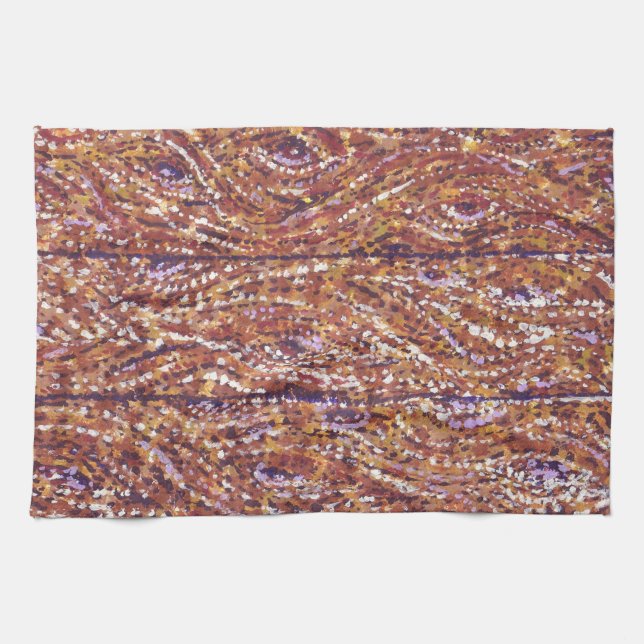 Wood Planks Pointillism American MoJo Kitchen Towe Towel (Horizontal)