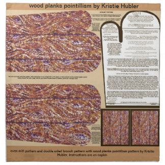 wood planks pointillism DIY oven mitt on 4 napkins