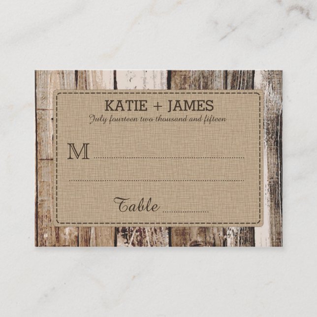 Wood Planks Rustic Country Wedding Place Cards (Front)