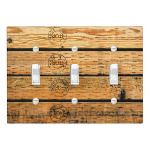 Wood Planks Stamped with "Made in USA" Light Switch Cover