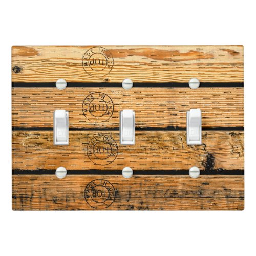 Wood Planks Stamped with Made in USA Light Switch Cover