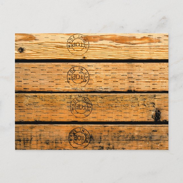 Wood Planks Stamped with "Made in USA" Postcard (Front)