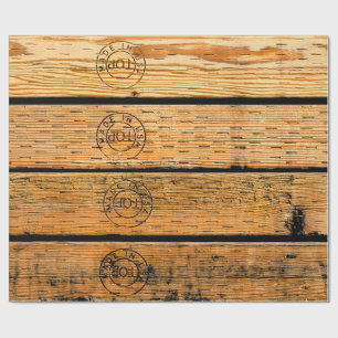Wood Planks Stamped with "Made in USA" Wrapping Paper