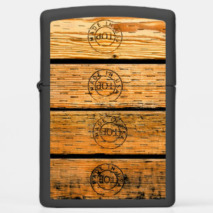 Wood Planks Stamped with "Made in USA" Zippo Lighter