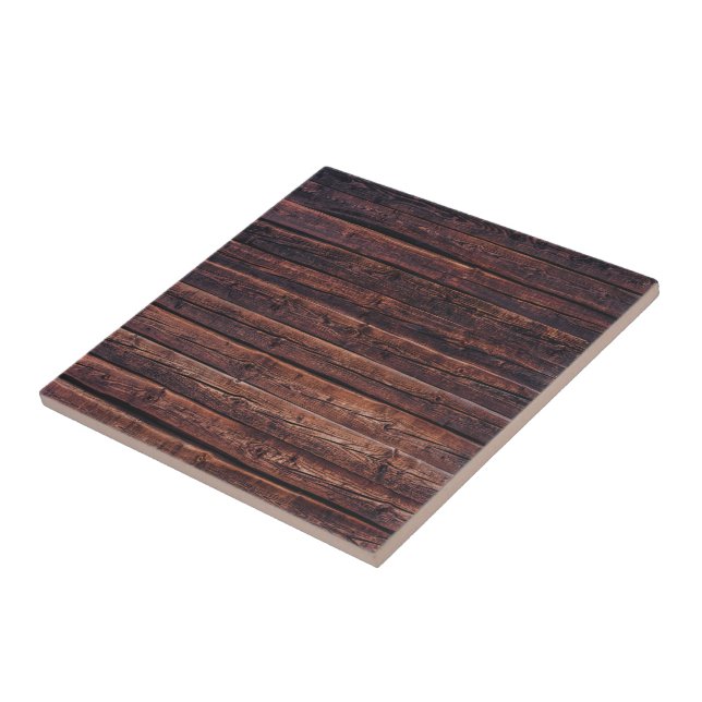 Wood Planks With Grain Details Closeup Photo Ceramic Tile (Side)