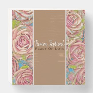 Jewish Gifts | Purim Festival Presents | Accessories, Party, Craft, Supplies Wood Plaque Purim Festival Feast Of Lots Gold