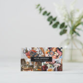 Wood Platter Photo collage Grazing Catering Business Card (Standing Front)