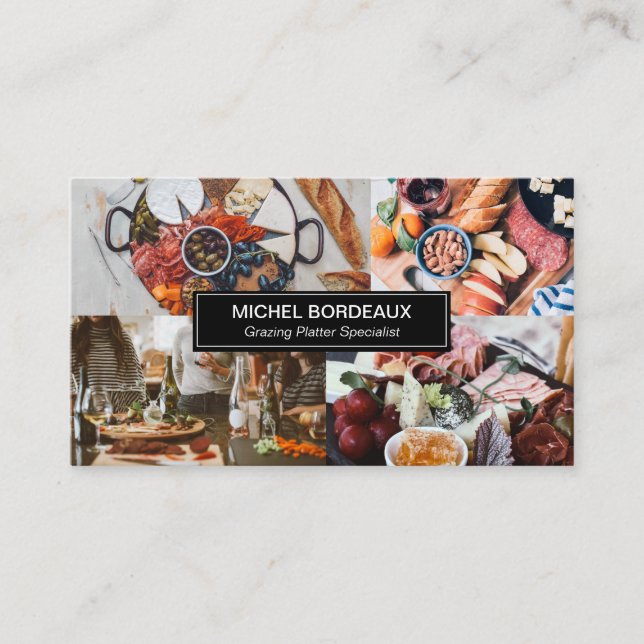 Wood Platter Photo collage Grazing Catering Business Card (Front)