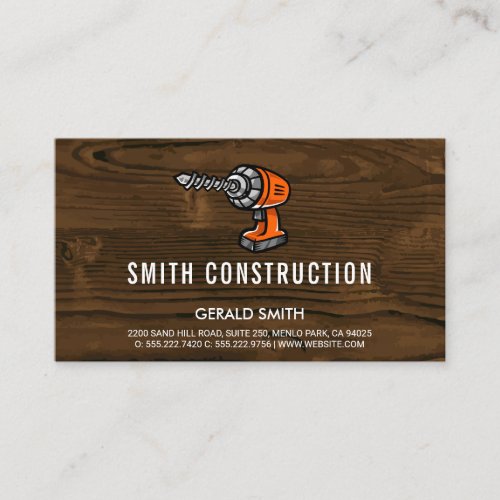 Wood  Power Drill  Carpentry Business Card