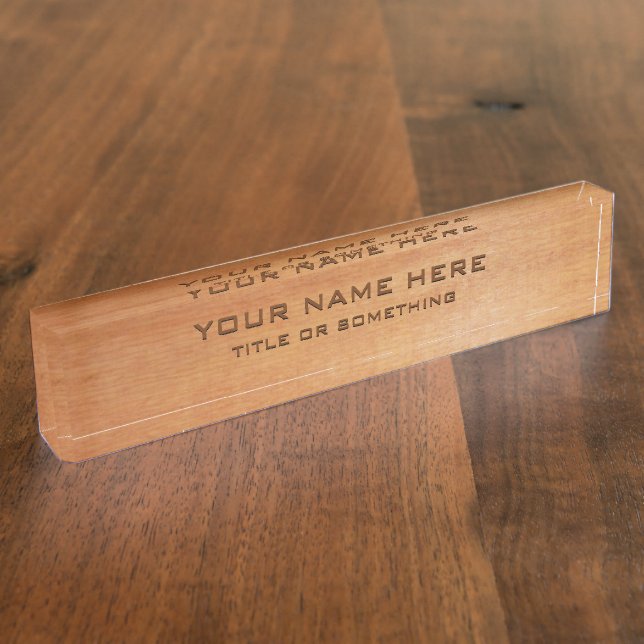 Wood Print Desk Name Plate (Side)