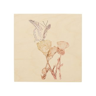 Wood Print - Faux Pyrogravure Butterfly