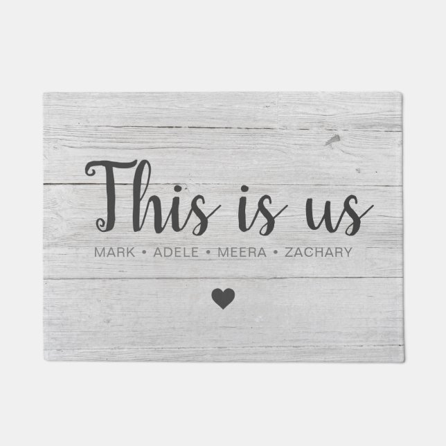 Wood Print This Is Us Heart Doormat (Front)