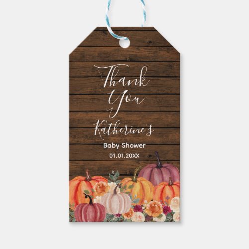 Wood Pumpkin Burnt Orange Thank You Tag Gift Tags