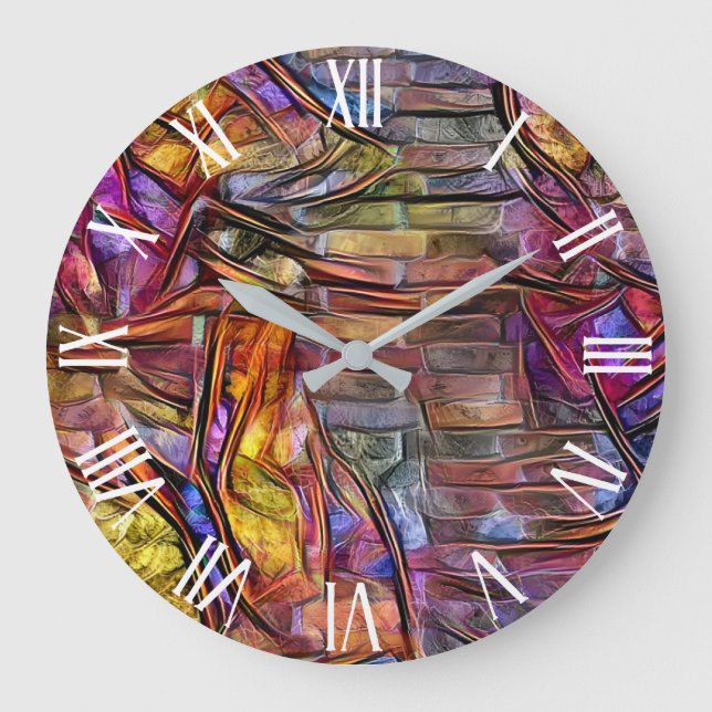 Wood Purple Wall Art Dream Large Clock (Front)