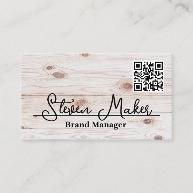 Wood | QR Code Business Card (Front)