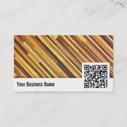 Wood QR Code Real Estate Broker Business Card