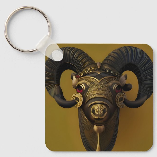 Wood Ram Keychain (Front)