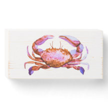 Wood Red Crab Sign