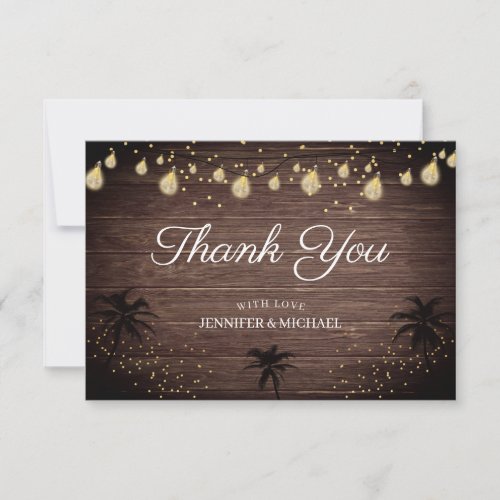 Wood Retro Celebrate Palm Country Rustic Wedding Thank You Card
