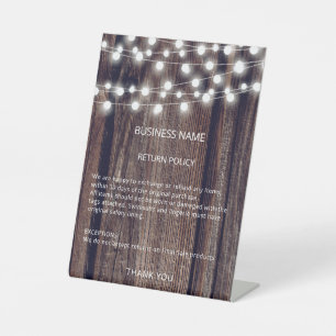 Wood Return Policy Clothing Store Boutique Pedestal Sign