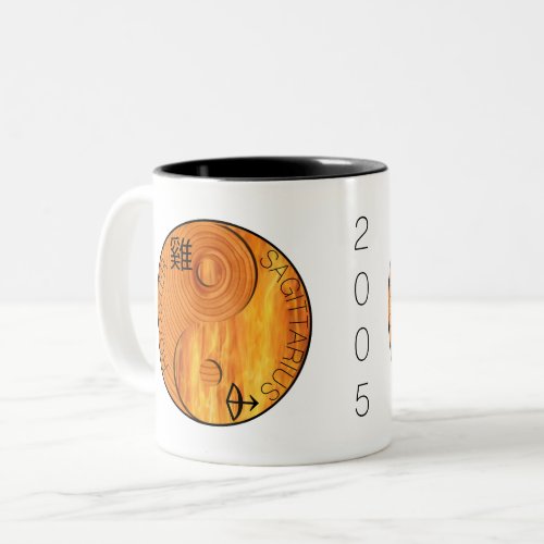 Wood Rooster 1945 2005 Sagittarius zodiac Birthday Two_Tone Coffee Mug