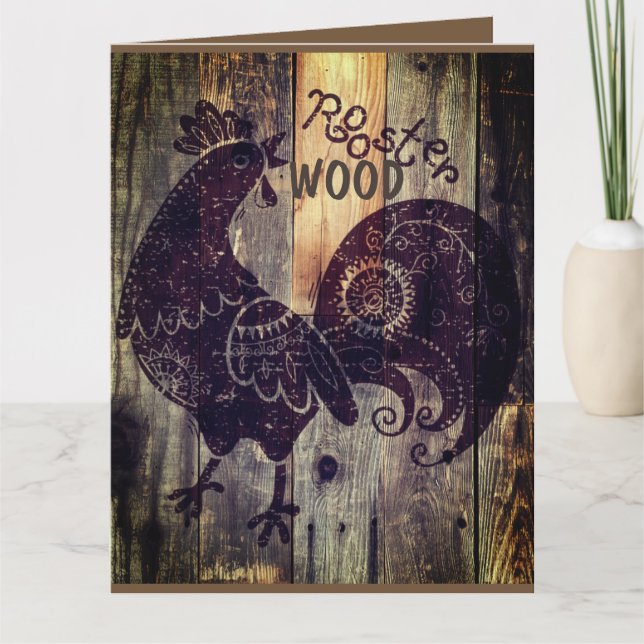 WOOD ROOSTER BIRTHDAY CARD (Front)