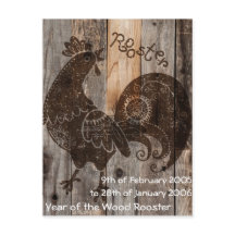 Wood Rooster Chinese Astrology Postcard