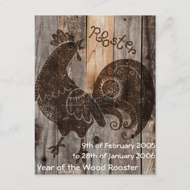 Wood Rooster Chinese Astrology Postcard (Front)