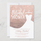 Wood rose gold glitter rustic dress Bridal shower Invitation (Front)