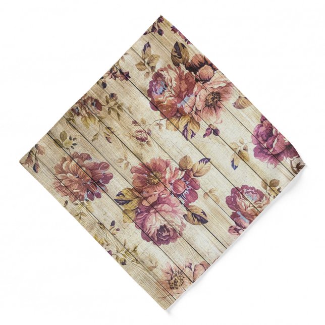 Wood Rose Modern Popular Floral Bandana (Front)
