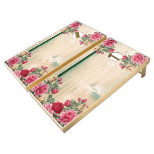 Wood Roses  Cornhole Set
