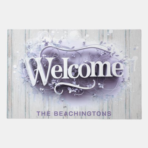  Wood Rustic AP80 WELCOME Family Name Door Mat