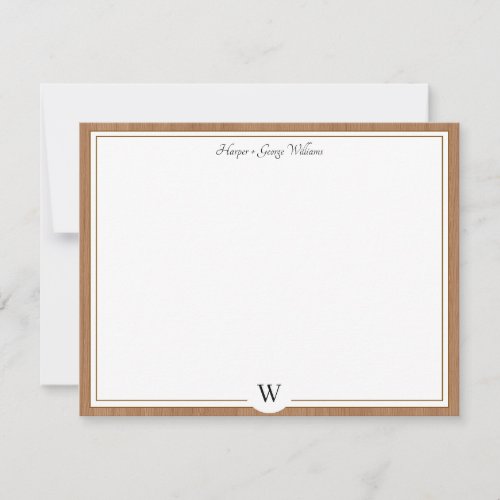 Wood Rustic Boho Monogram Custom Wedding Note Card