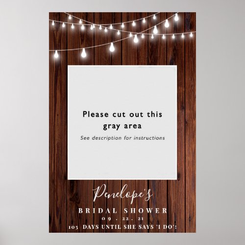 Wood Rustic Bridal Shower Photo Booth Frame Poster
